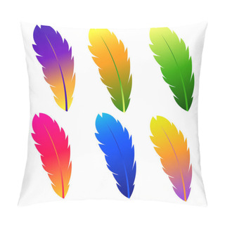 Personality  Feather With Different Color. Vector Illustration Pillow Covers