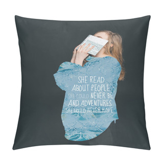 Personality  Girl Hiding Face By Book Pillow Covers