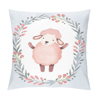 Personality  Cute Sheep In Floral Frame Pillow Covers