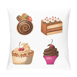 Personality  Pastry Icon Set. Dessert Design. Vector Graphic. Pillow Covers