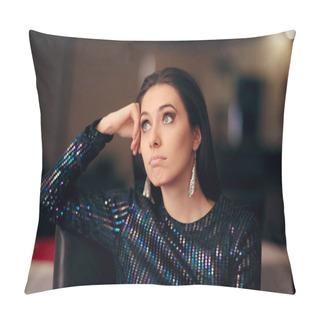 Personality  Sad Bored Glamorous Woman Having No Fun At Party  Pillow Covers