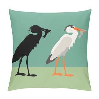 Personality  Heron Vector Illustration Style Flat Silhouette Pillow Covers