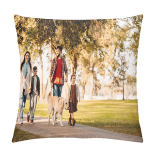 Personality  Family Walking In Park With Dog Pillow Covers