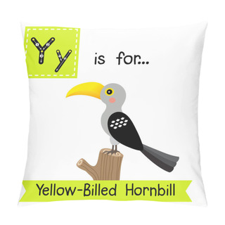 Personality  Letter Y Tracing. Yellow-Billed Hornbill Bird. Pillow Covers