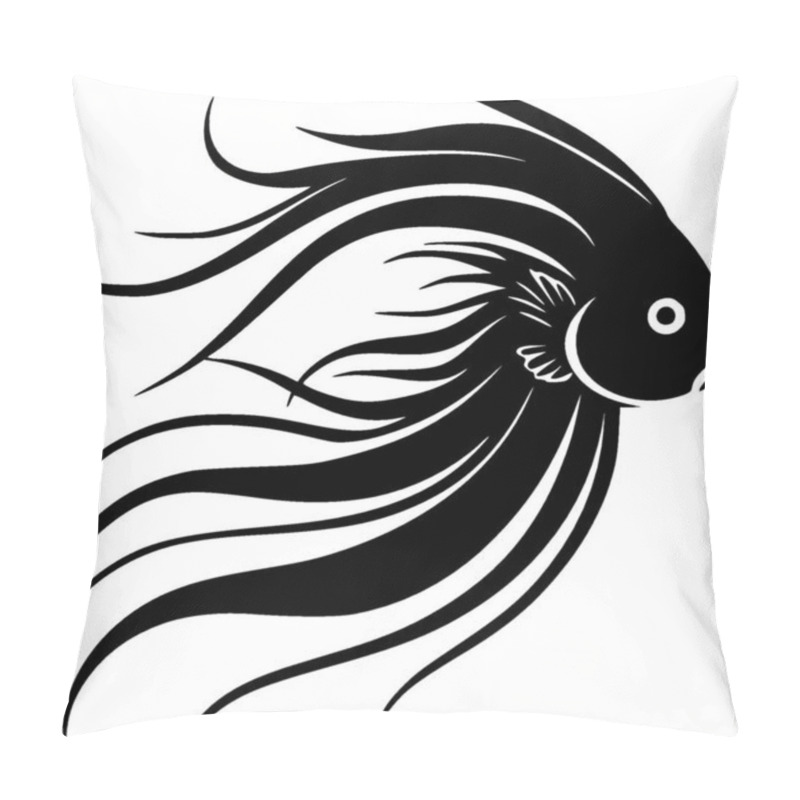 Personality  Fish - black and white vector illustration pillow covers