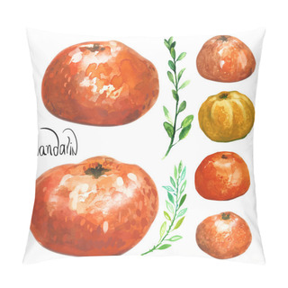 Personality  Set Of Hand Drawn Watercolor Mandarins Pillow Covers