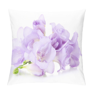 Personality  Beautiful Freesia, Isolated On White Pillow Covers