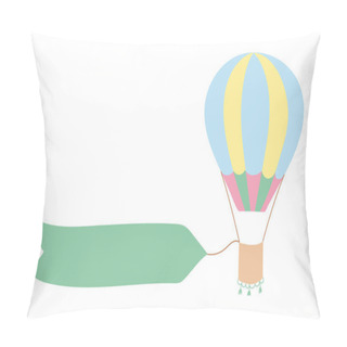 Personality Vector Illustration Of Hot Air Balloon With Banner Pillow Covers