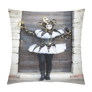 Personality  Dancing Jester In Venice Italy With A Gold Tamberine Pillow Covers