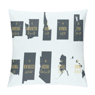 Personality  Set 5 Of 5 Highly Detailed Vector Silhouettes Of USA State Maps  Pillow Covers