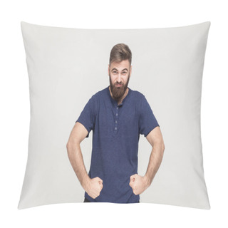Personality  Masculinity Bearded Man Posing Pillow Covers