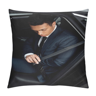 Personality  African American Businessman Fastening Safety Belt In Car Pillow Covers