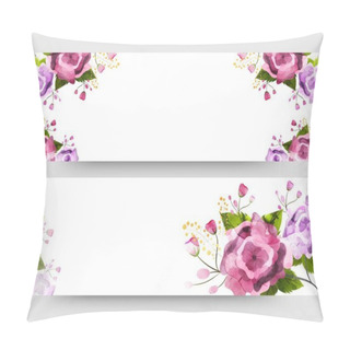 Personality  Website Header Or Banner Set With Colorful Watercolors Florals. Pillow Covers