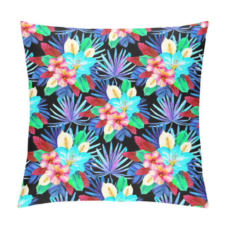 Personality  Seamless Background With Realistic Watercolor Flowers. Pillow Covers