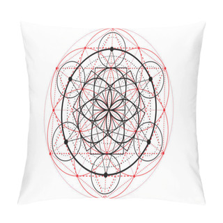 Personality  Seed Of Life Symbol Sacred Geometry.  Geometric Mystic Mandala Of Alchemy Esoteric Flower Of Life. Vector Divine Meditative Amulet Isolated On White Background Pillow Covers