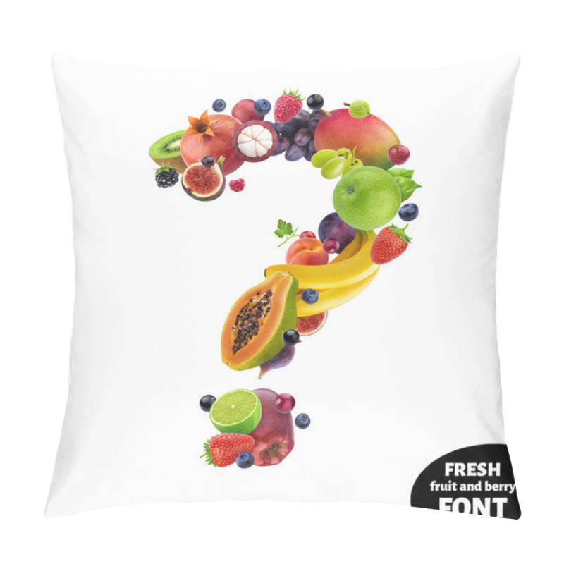 Personality  Question Mark Made Of Different Fruits And Berries, Fruit Font Isolated On White Background Pillow Covers