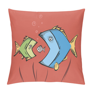 Personality  Fishes Eating Each Other Pillow Covers