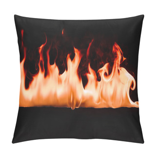 Personality  Close Up View Of Burning Fire On Black Background Pillow Covers