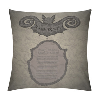 Personality  Vector Halloween Card With Bat And Copyspace Pillow Covers