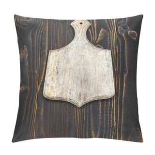 Personality  Empty Vintage Cutting Board On Wooden Background Pillow Covers