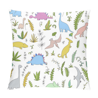Personality  Dinosaurs And Prehistoric Plants Set Pillow Covers