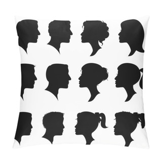 Personality  Vector Set Of Female And Male Adult And Child Cameo Silhouettes Pillow Covers