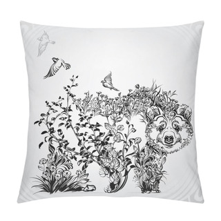 Personality  Silhouette Of A Bear From Vegetation Pillow Covers