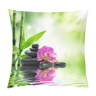 Personality  Background Spa - Purple Orchids Black Stones And Bamboo On Water Pillow Covers
