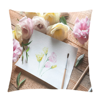 Personality  Watercolor Painting With Flowers  Pillow Covers