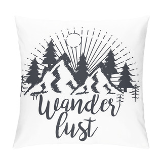 Personality  Wanderlust Hand Drawn Mountain Adventure Label Nature Pillow Covers