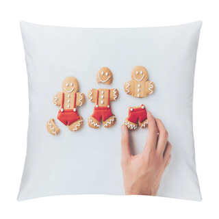 Personality  Hand With Crashed Gingerbread Men Pillow Covers