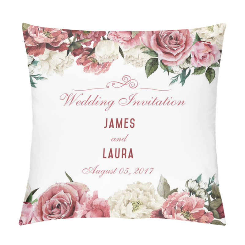 Personality  Watercolor Greeting Card With Roses Pillow Covers