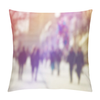 Personality  Crowd Of People Walking On The Street In Bokeh Pillow Covers