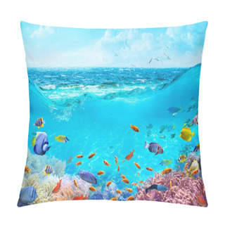 Personality  Colorful Tropical Fish In Coastal Waters. Animals Of The Underwater Sea World. Life In A Coral Reef. Ecosystem. Pillow Covers