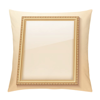 Personality  Empty Gold Frame Hanging On The Wall. Pillow Covers