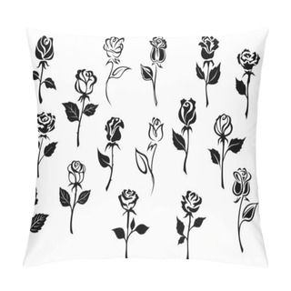 Personality  Black And White Roses Flowers Pillow Covers