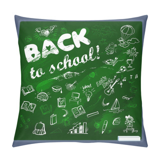 Personality  Back To School Background On Blackboard Vector Illustration 2 Pillow Covers