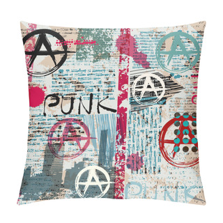 Personality  Grunge Newspaper With Word Punk. Pillow Covers