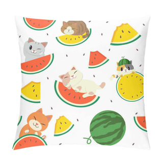 Personality  Set Of Watermelon Pieces And Cats Pillow Covers