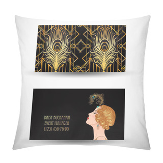 Personality  Art Deco Style Business Card In Art Deco Style. Pillow Covers