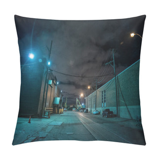 Personality  Industrial Urban Street City Night Scene With Vintage Factory Warehouses And Train Tracks Pillow Covers