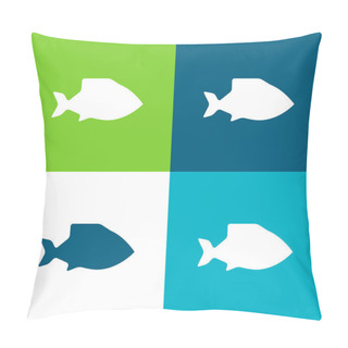 Personality  Big Fish Flat Four Color Minimal Icon Set Pillow Covers