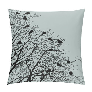 Personality  Silhouette Tree Black Birds Pillow Covers