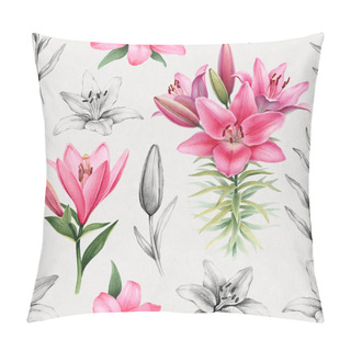 Personality  Illustration Of Lily Flowers Pillow Covers