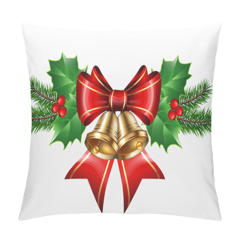 Personality  Christmas Bells With Red Ribbon And Fir Branches Pillow Covers