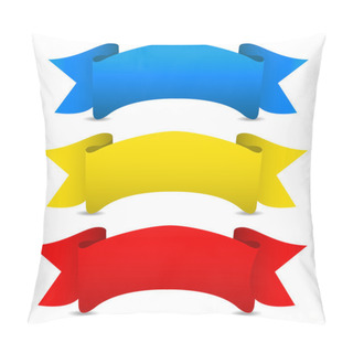 Personality  Blue Yellow Red Vector Ribbons - Scroll Banners Pillow Covers