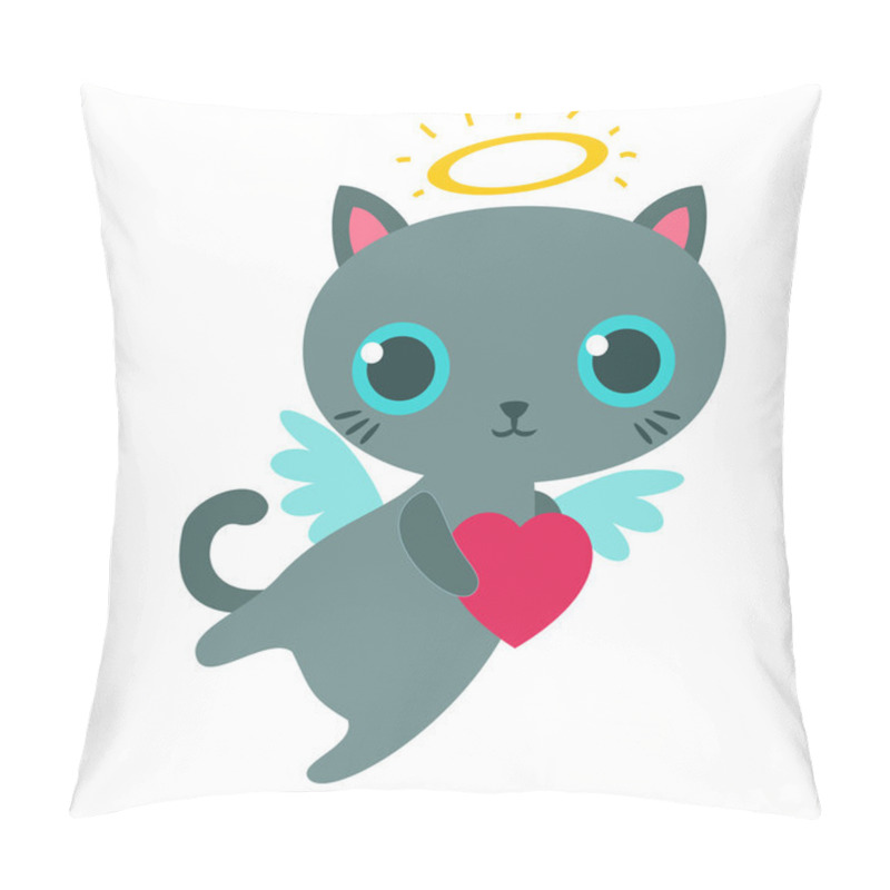 Personality  Angel cat with heart isolated vector illustration. pillow covers