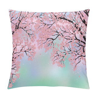 Personality  Background With Blossoming Trees Pillow Covers