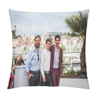 Personality  CANNES, FRANCE - MAY 11, 2018: Peter Lanzani, Lorenzo Ferro And Chino Darin Attend The Photocall For 'El Angel' During The 71st Annual Cannes Film Festival Pillow Covers