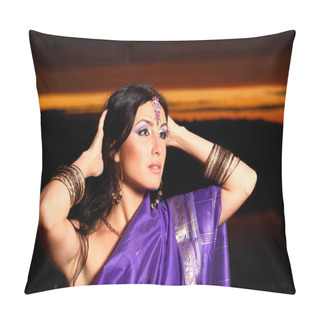 Personality  Beautiful Indian Woman With Traditional Fashion Pillow Covers